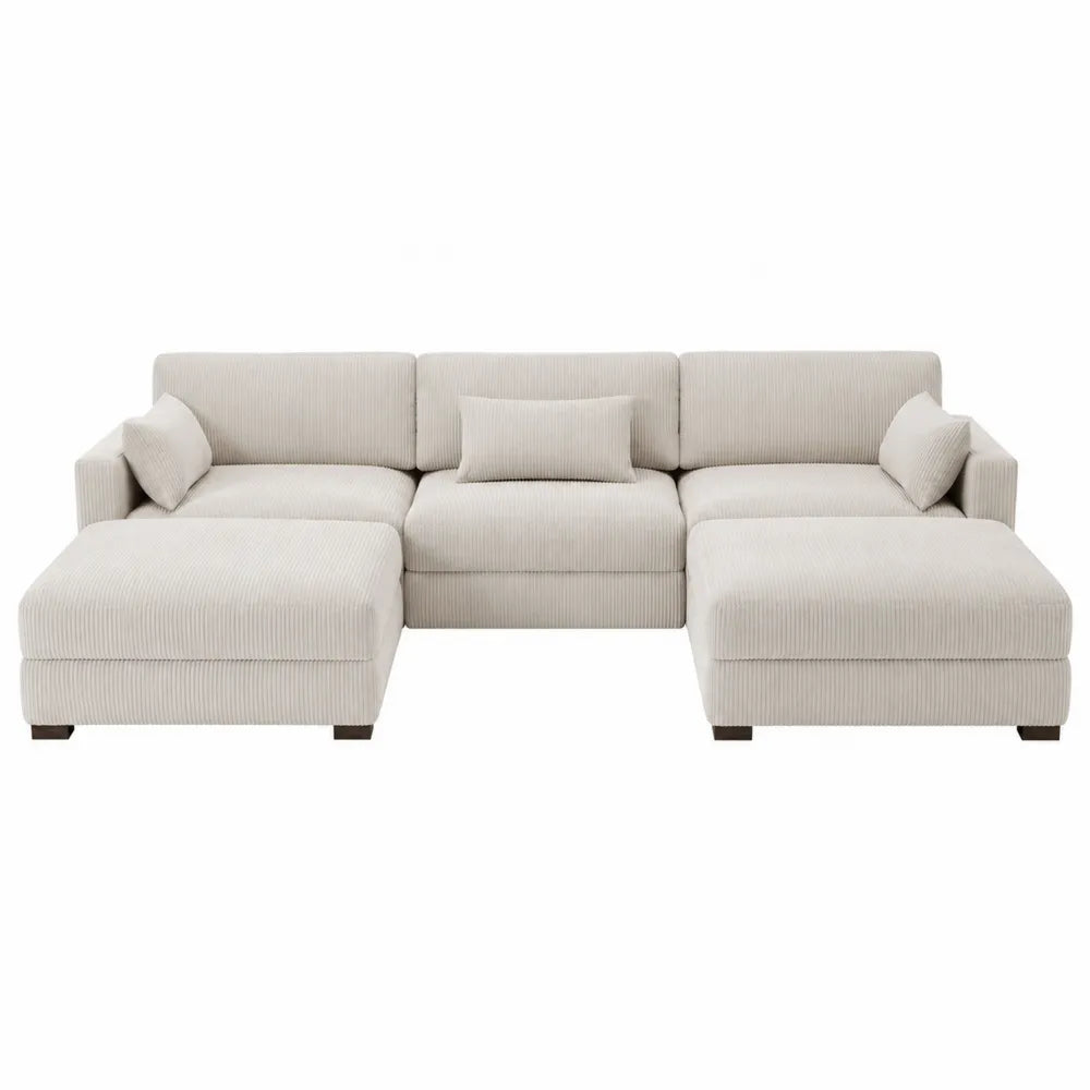 Narożnik modułowy z tkaniny sztruksowej U beżowy 320 cm