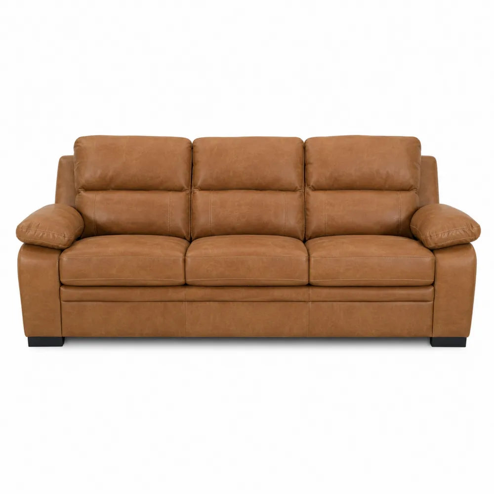 Sofa z brązowej skóry ekologicznej 210 cm