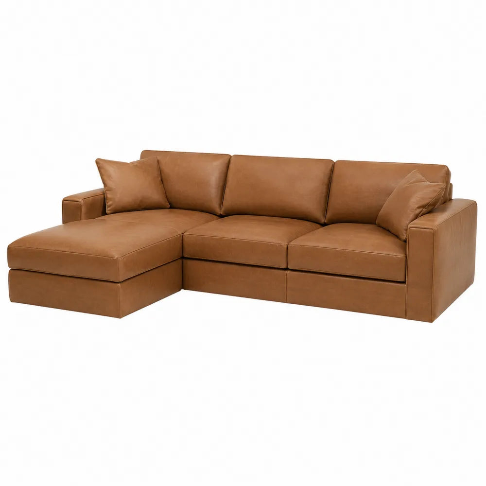 Skórzana sofa narożna brązowa 300x200 cm