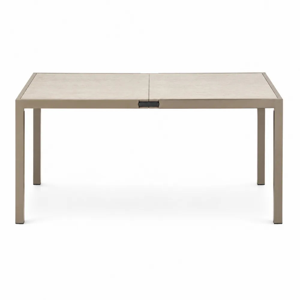 Stół ogrodowy rozkładany prostokątny z aluminium i MDF beżowy 150/200x90x75 cm