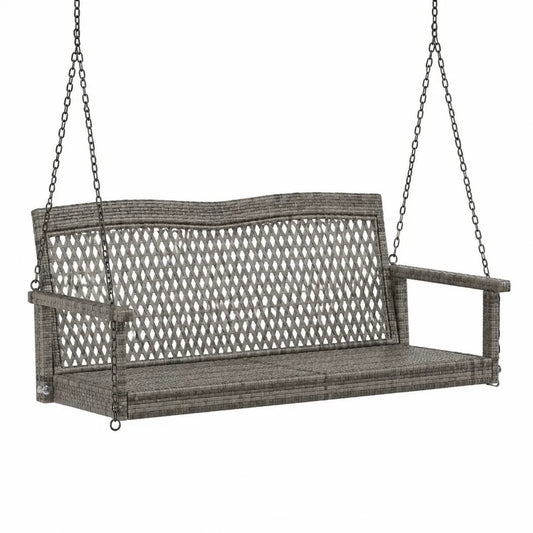 Szara ogrodowa huśtawka z technorattanu 150 cm