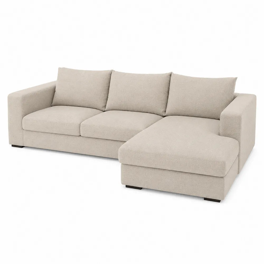Sofa narożna poliestrowa beżowa 290cm