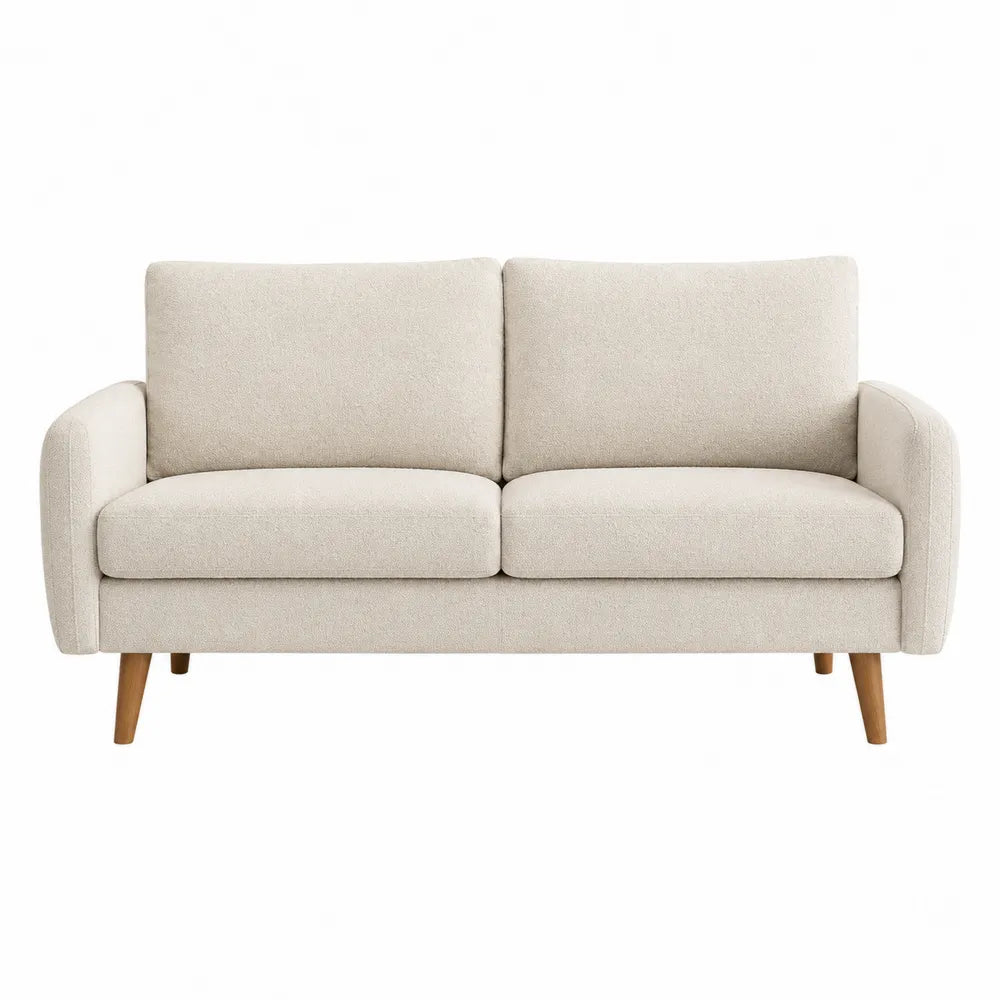 Sofa dwuosobowa z tkaniny poliestrowej, beżowa 85cm x 150cm x 90cm