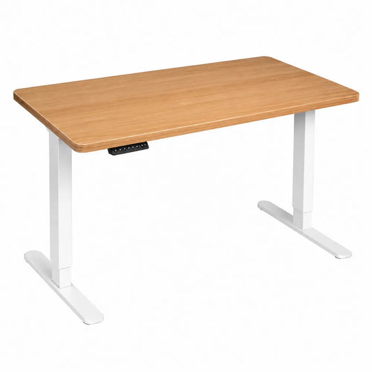 Biurko regulowane z bambusowym blatem 140 cm x 70 cm