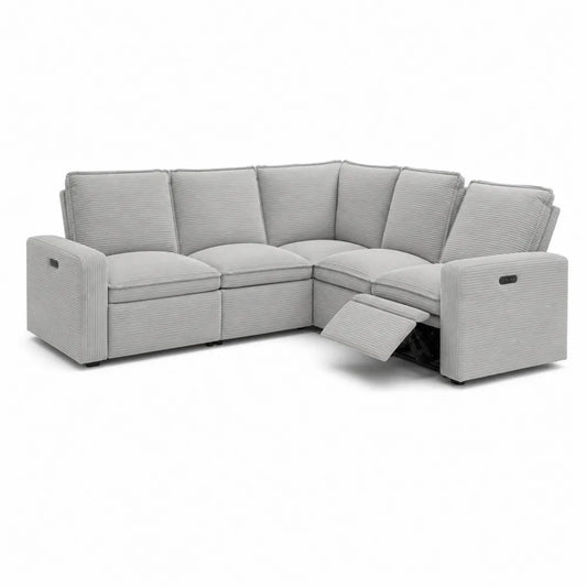 Modułowa sofa narożna szara z funkcją reklineacji