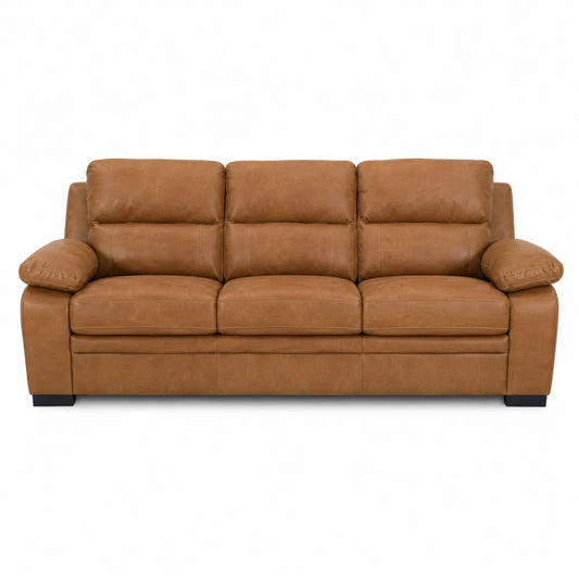Sofa z brązowej skóry ekologicznej 210 cm