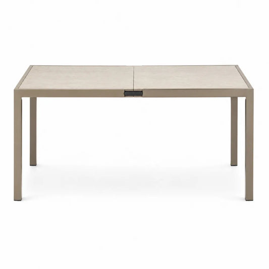 Stół ogrodowy rozkładany prostokątny z aluminium i MDF beżowy 150/200x90x75 cm