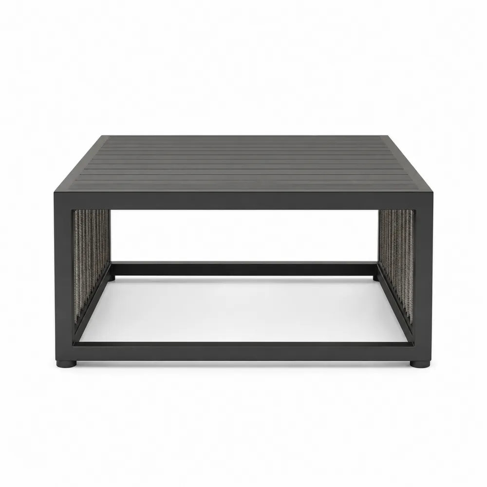 Stół ogrodowy aluminiowy czarny 120x60x45 cm
