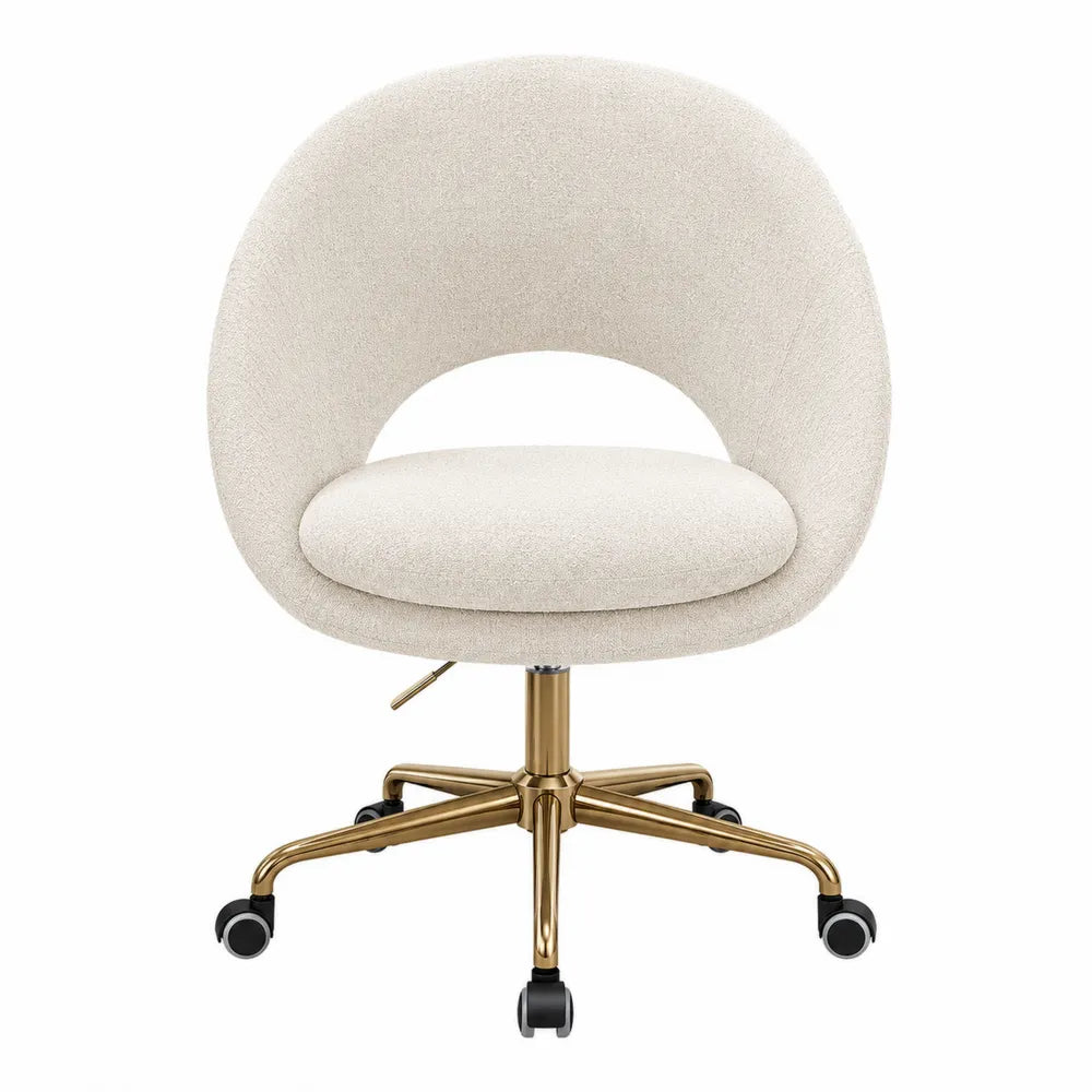 Krzesło obrotowe beżowe z metalową podstawą