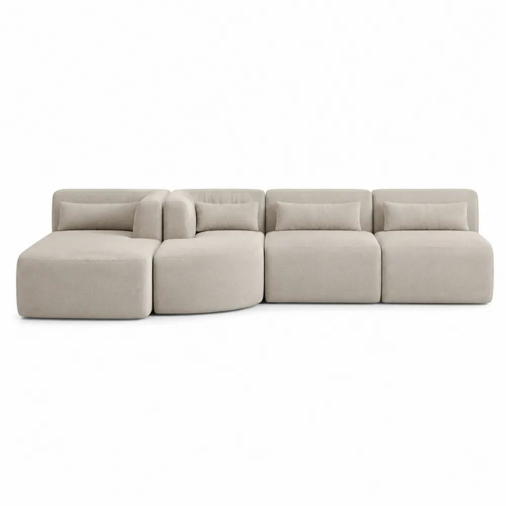 Beżowa sofa modułowa z tkaniny poliestrowej 300 cm