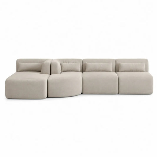 Beżowa sofa modułowa z tkaniny poliestrowej 300 cm