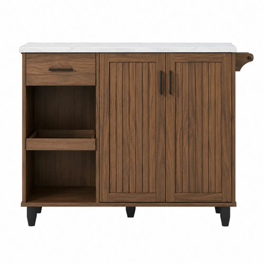 Szafka kuchenna z drewnianym korpusem i marmurowym blatem 120x85x45cm