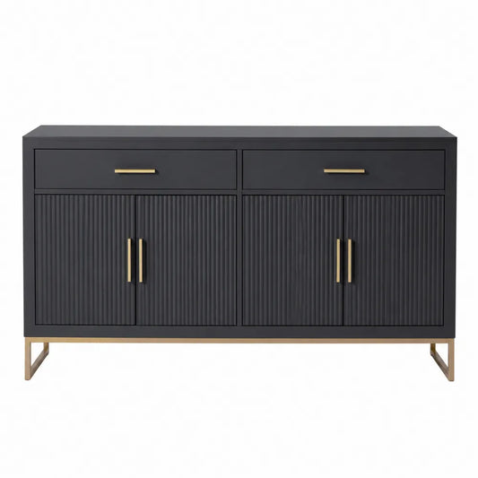 Czarna komoda z MDF i metalowymi nóżkami 150x40x85 cm