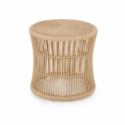 Okrągły stolik z wikliny naturalnej, beżowy, średnica 45 cm